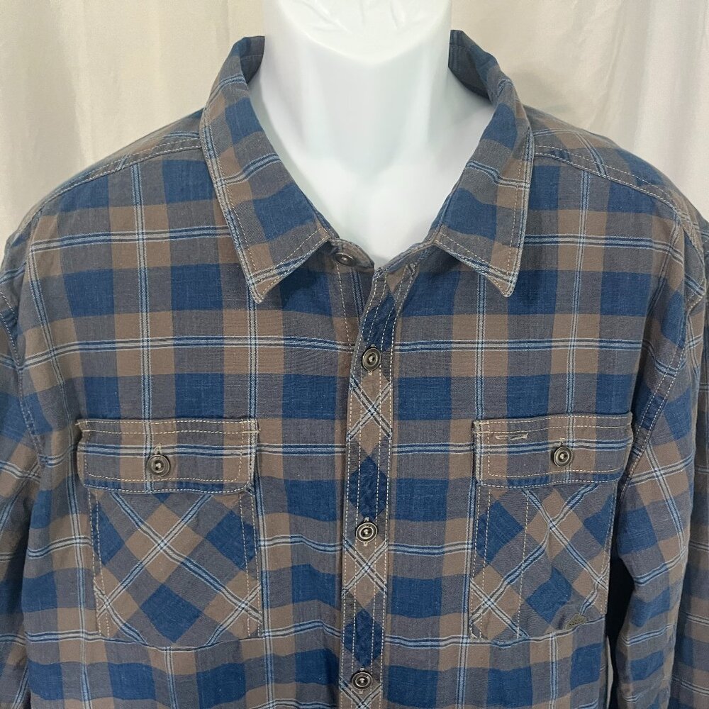🏍️ Harley-Davidson Men’s Blue Gray Long Sleeve Biker Shirt 2XL XXL EUC 🔥